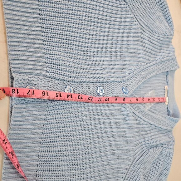 Moon & Madison Light Blue Button-Up Knit Cropped Cardigan Sweater Large - Picture 6 of 10
